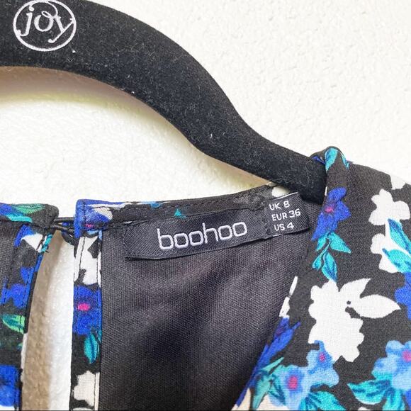 Boohoo Floral Chiffon Puff Sleeve Midi Dress Size 4 - Picture 8 of 15